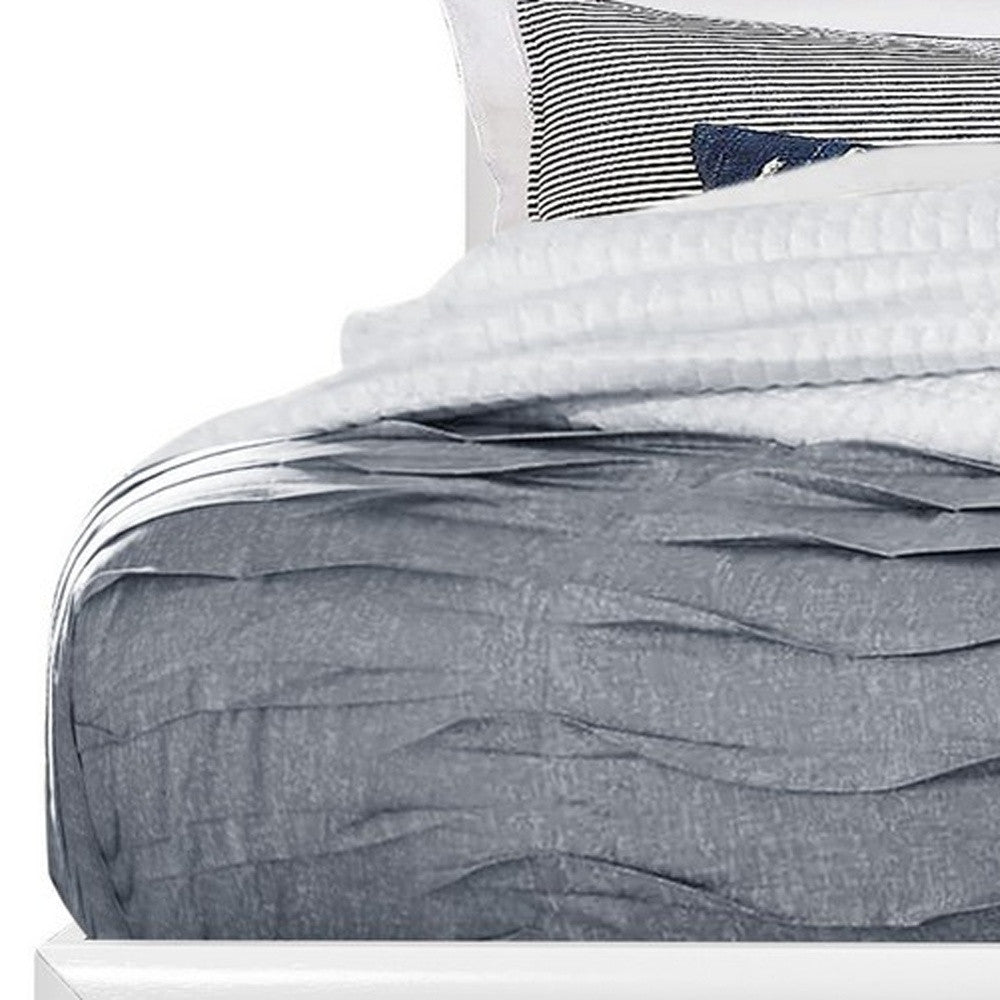 White Rubberwood Full Bed With Bookshelves Headboard  Led Lightning  6 Drawers