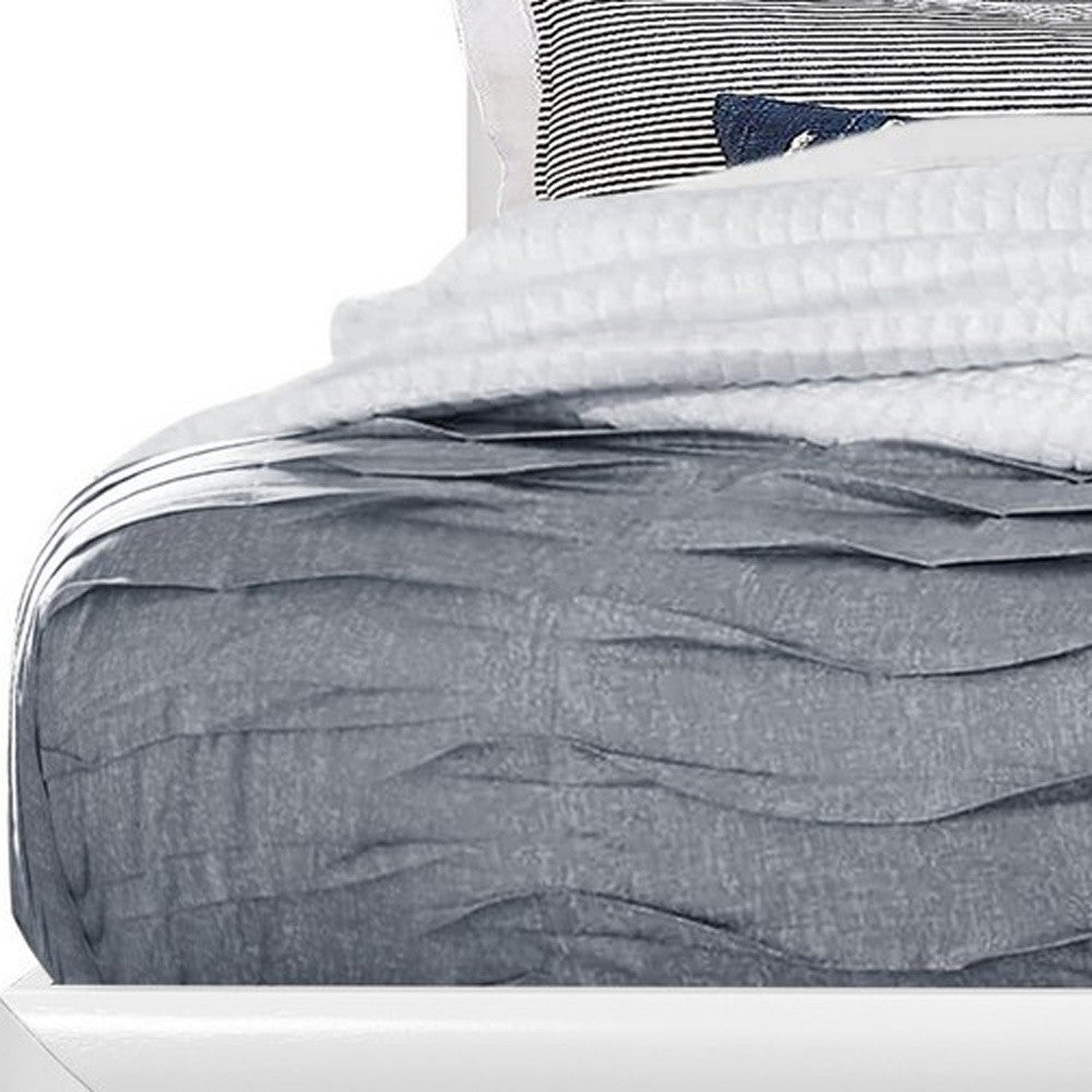 White Rubberwood Full Bed With Bookshelves Headboard  Led Lightning  6 Drawers