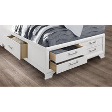 White Rubberwood Queen Bed With Bookshelves Headboard  Led Lightning  6 Drawers