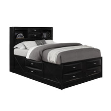 Black Veneer Full Bed With Bookcase Headboard  10 Drawers