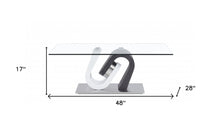 Mesa de centro ultramoderna de dos tonos en blanco y gris oscuro con tapa de cristal