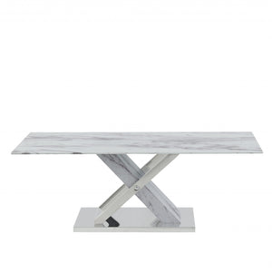 Elegant Marble Glass Top Coffee Table