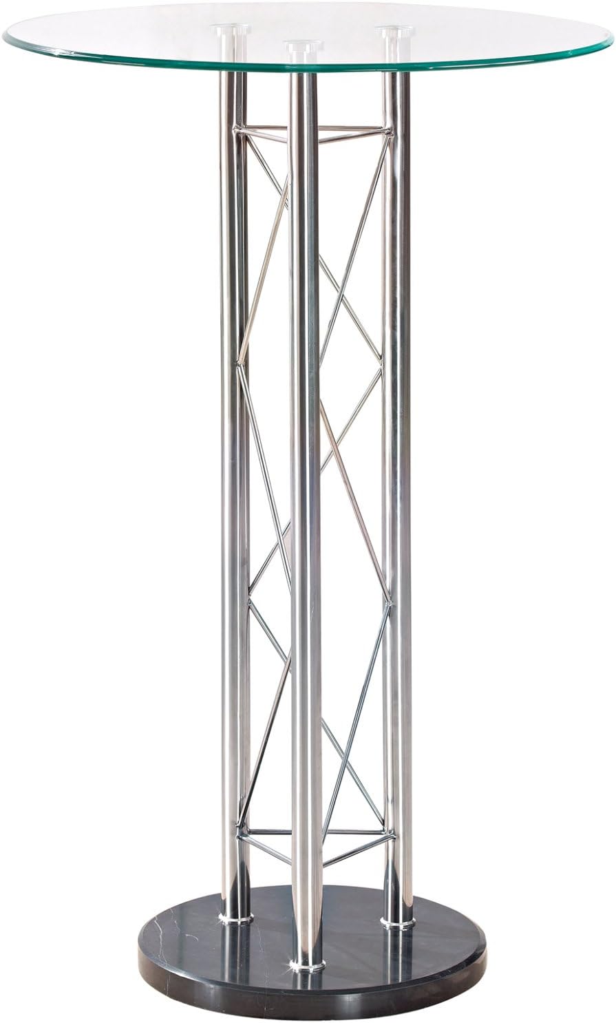 Silver Metal Chrome Glass Top Bar Table