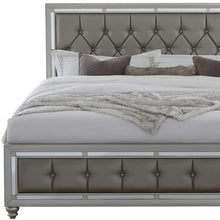 銀色香檳色大床 帶軟墊床頭板 帶軟墊床尾板 鏡子裝飾口音