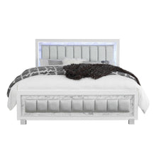 Lujosa cama completa blanca moderna con cabecera acolchada Led Lightning