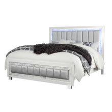 Lujosa cama completa blanca moderna con cabecera acolchada Led Lightning