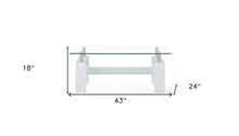White Glossy Leg Coffee Table With Rectangular Clear Glass Top