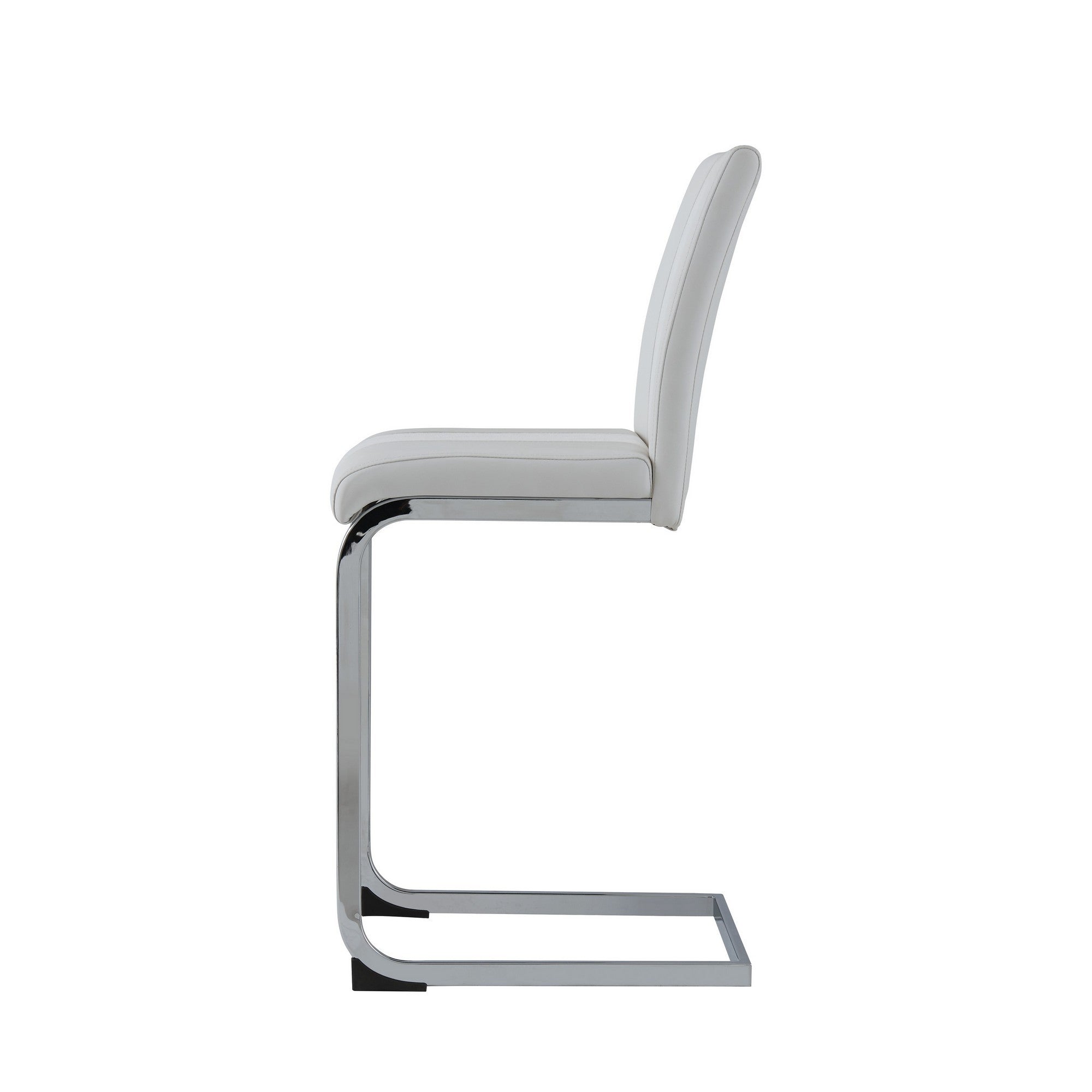 Set Of 4 White Two Tone Barstools With Silver Tone Metal Base