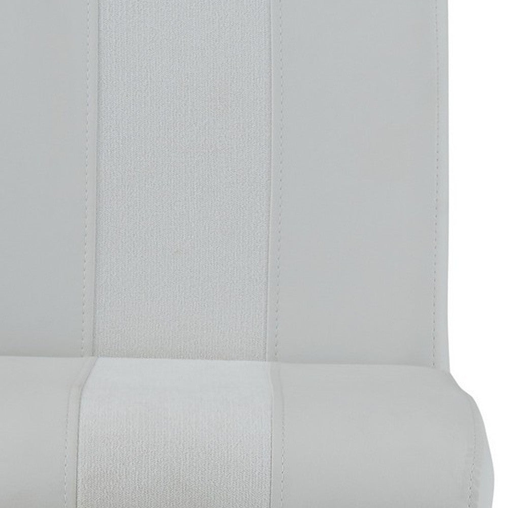 Set Of 4 White Two Tone Barstools With Silver Tone Metal Base