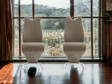 Set Of 2 Cappucino And Light Cappucino Z Style Design Dining Chairs With Metalic Base And Seat Back Handle