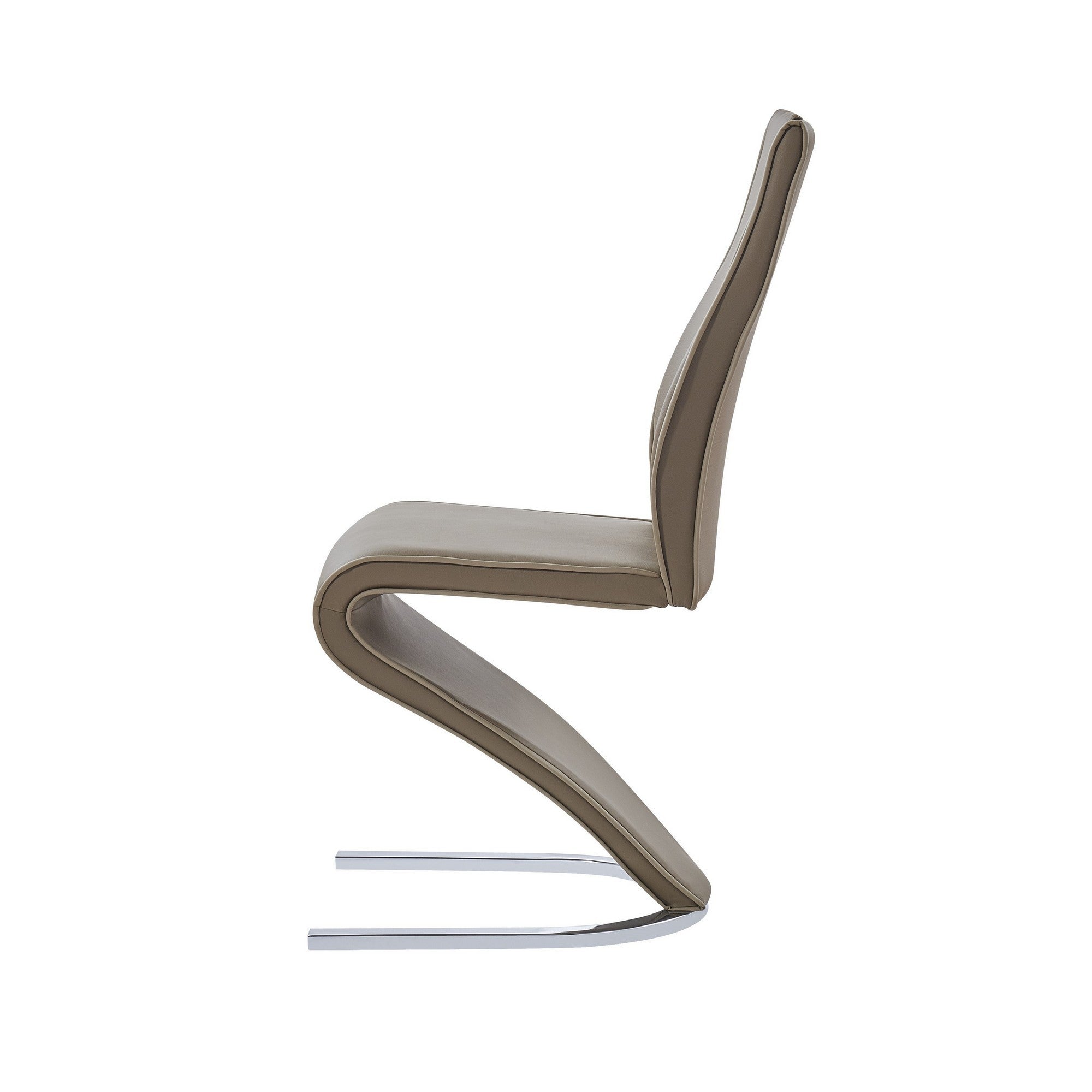 Set Of 2 Cappucino And Light Cappucino Z Style Design Dining Chairs With Metalic Base And Seat Back Handle