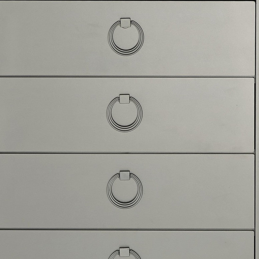 33" Silver Solid Wood Mirrored Five Drawer