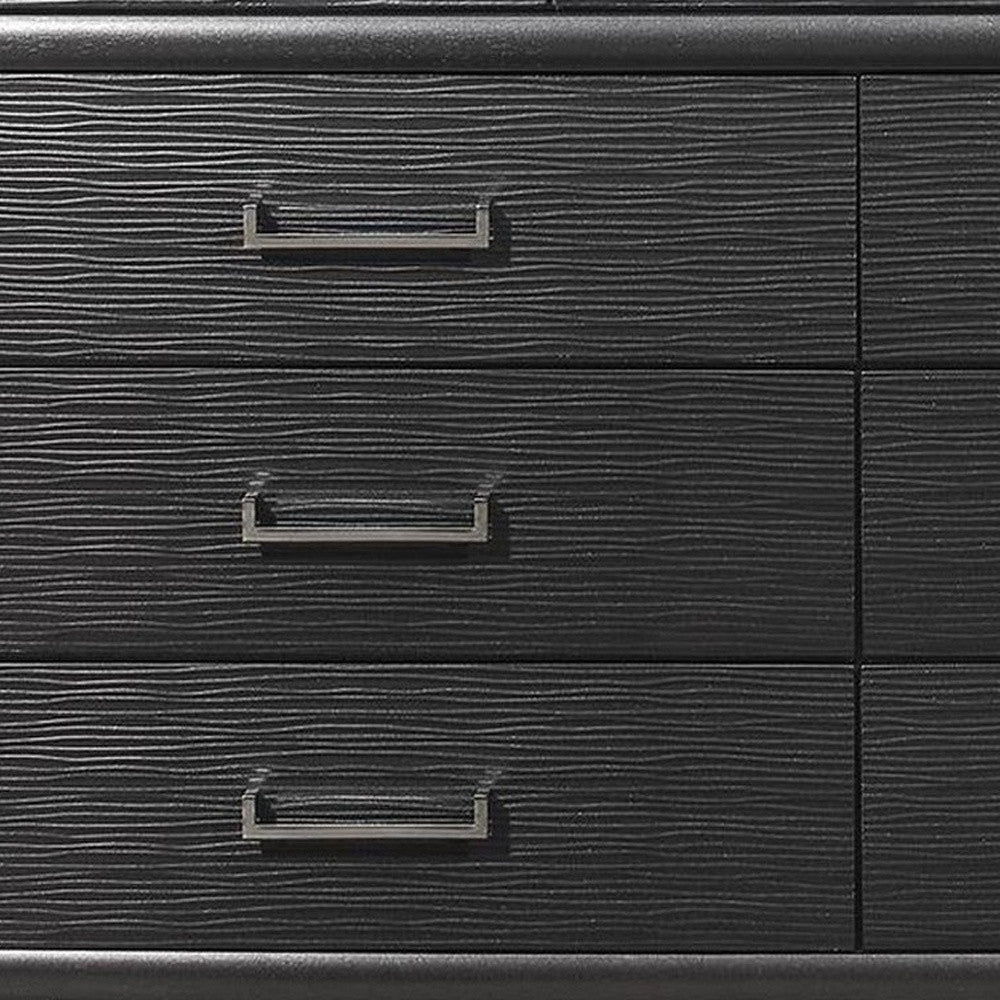 57" Gray Solid Wood Mirrored Nine Drawer