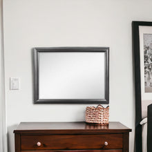Grey Mirror With Rectangular Wood Trim
