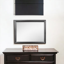 Grey Mirror With Rectangular Wood Trim