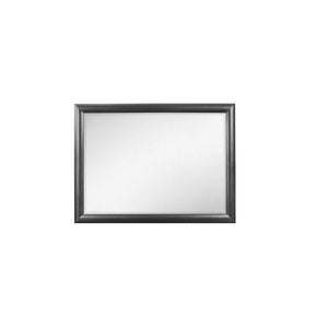 Grey Mirror With Rectangular Wood Trim