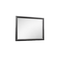Grey Mirror With Rectangular Wood Trim