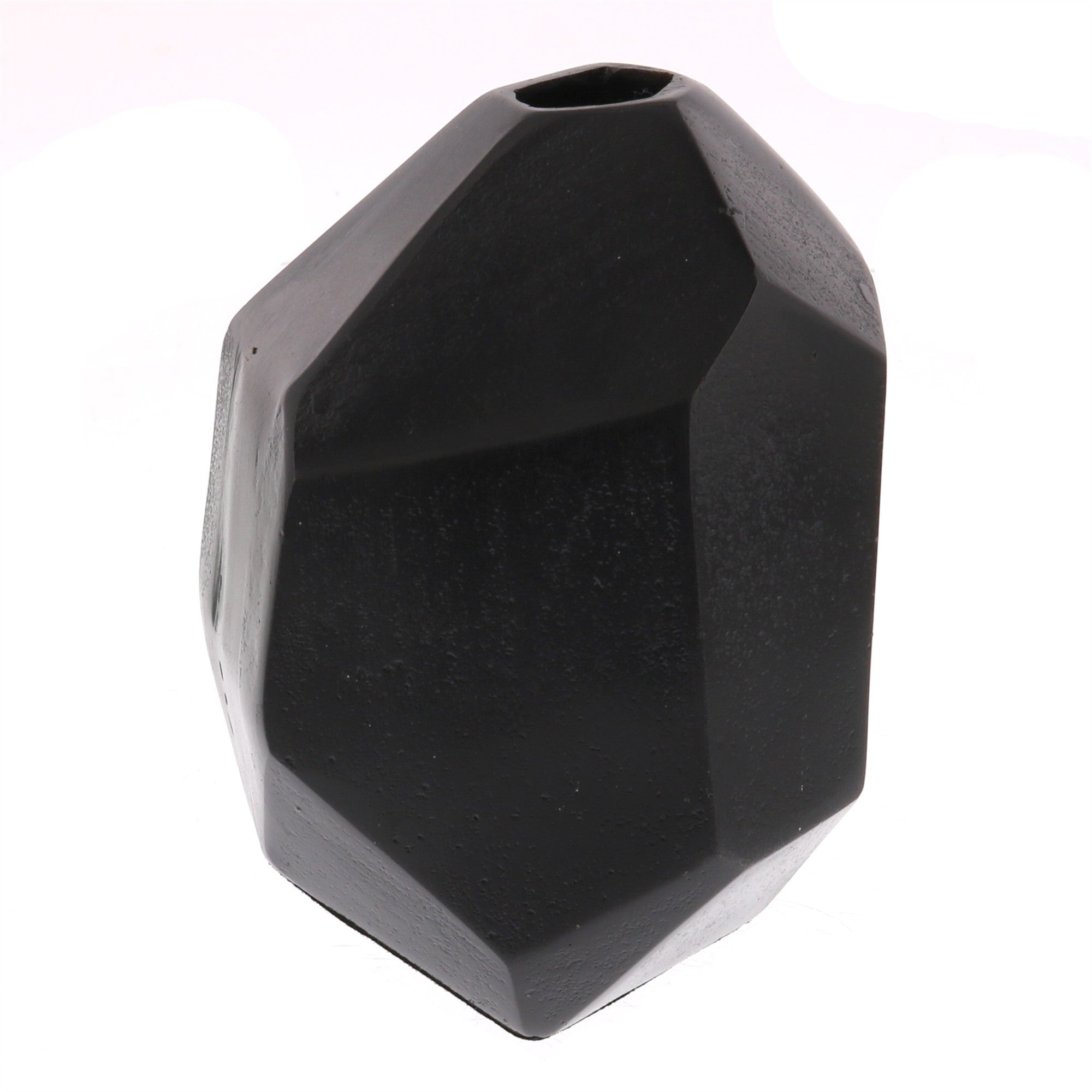 Modern Dark Charcoal Finish Faceted Metal Vase