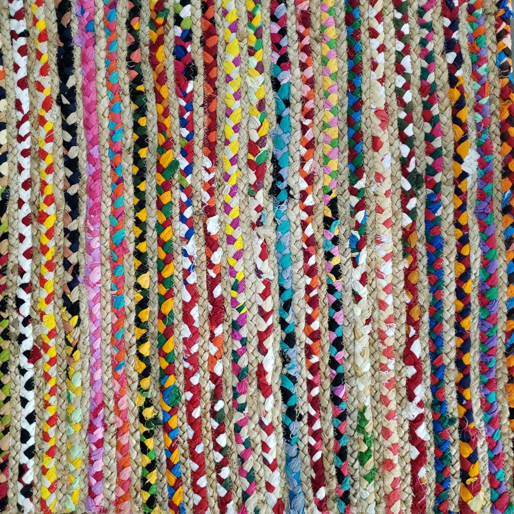 Rainbow Colors Jute Rag Braided Scatter Rug - 2' x 3'