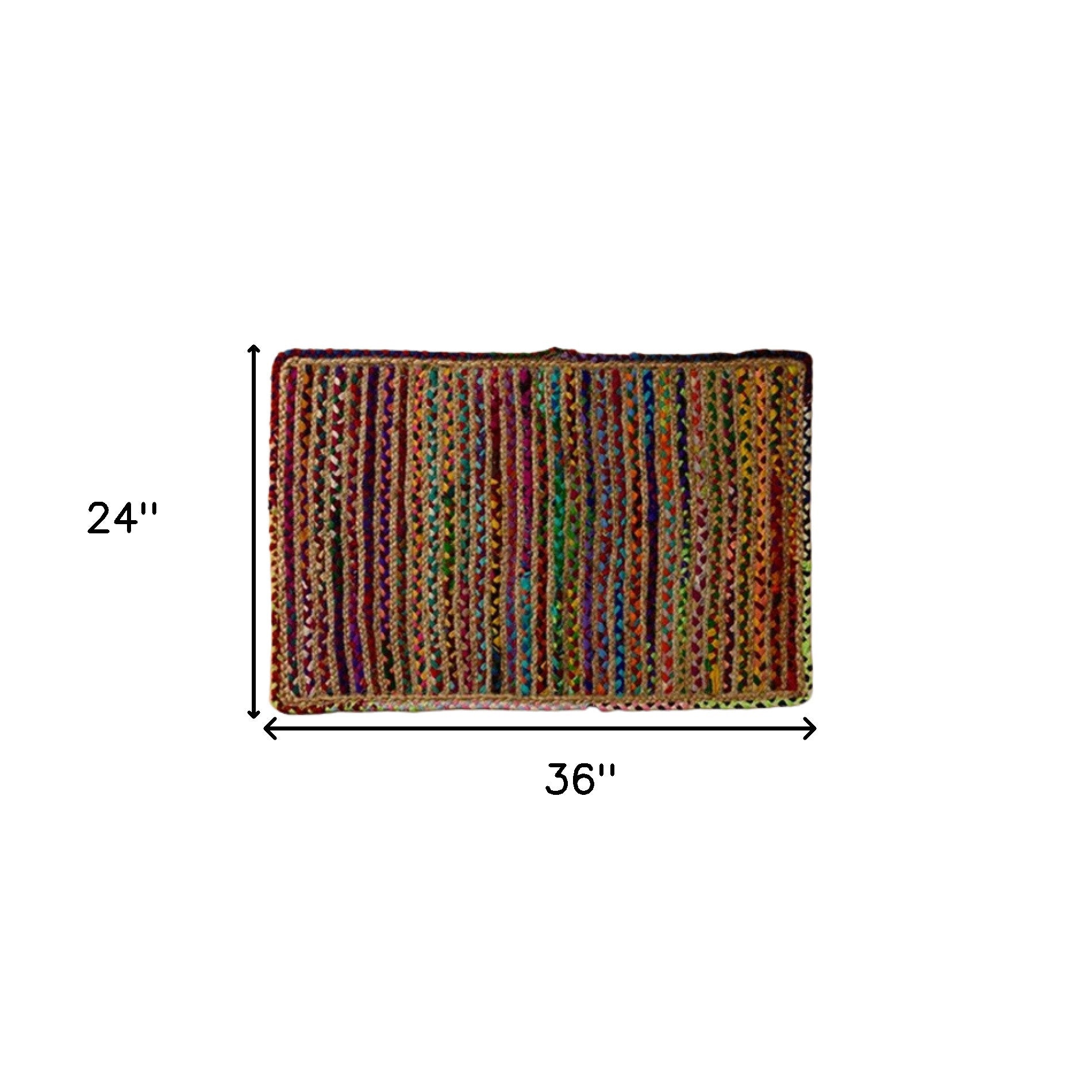 Rainbow Colors Jute Rag Braided Scatter Rug - 2' x 3'