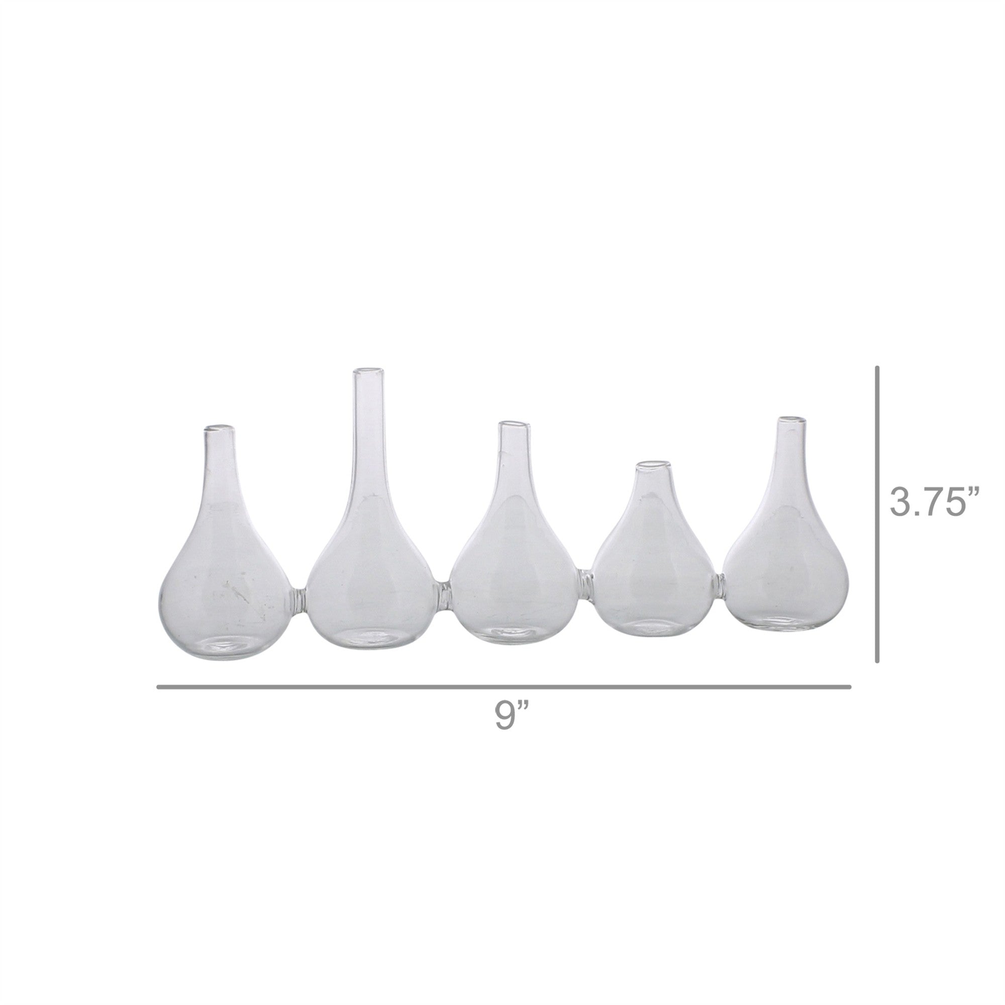 Quintuplet Set Of Five Joined Glass Posy Vases