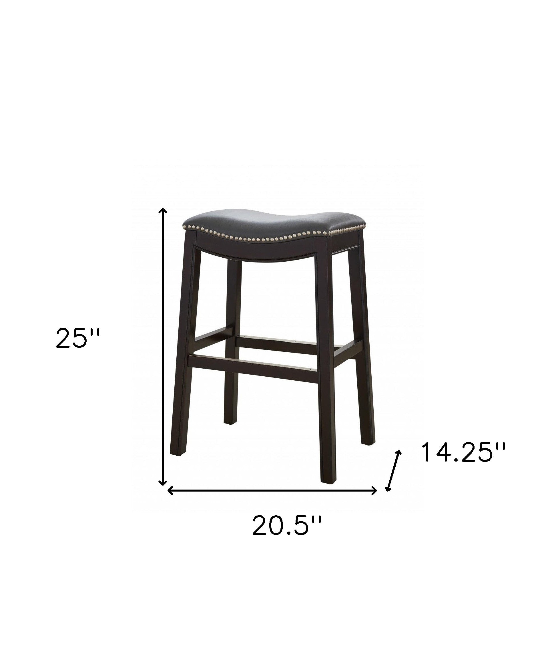 25" Espresso And Gray Saddle Style Counter Height Bar Stool