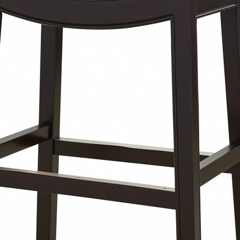 25" Espresso And Gray Saddle Style Counter Height Bar Stool