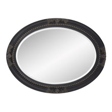 Oval Antiqued Black Wood Frame Mirror