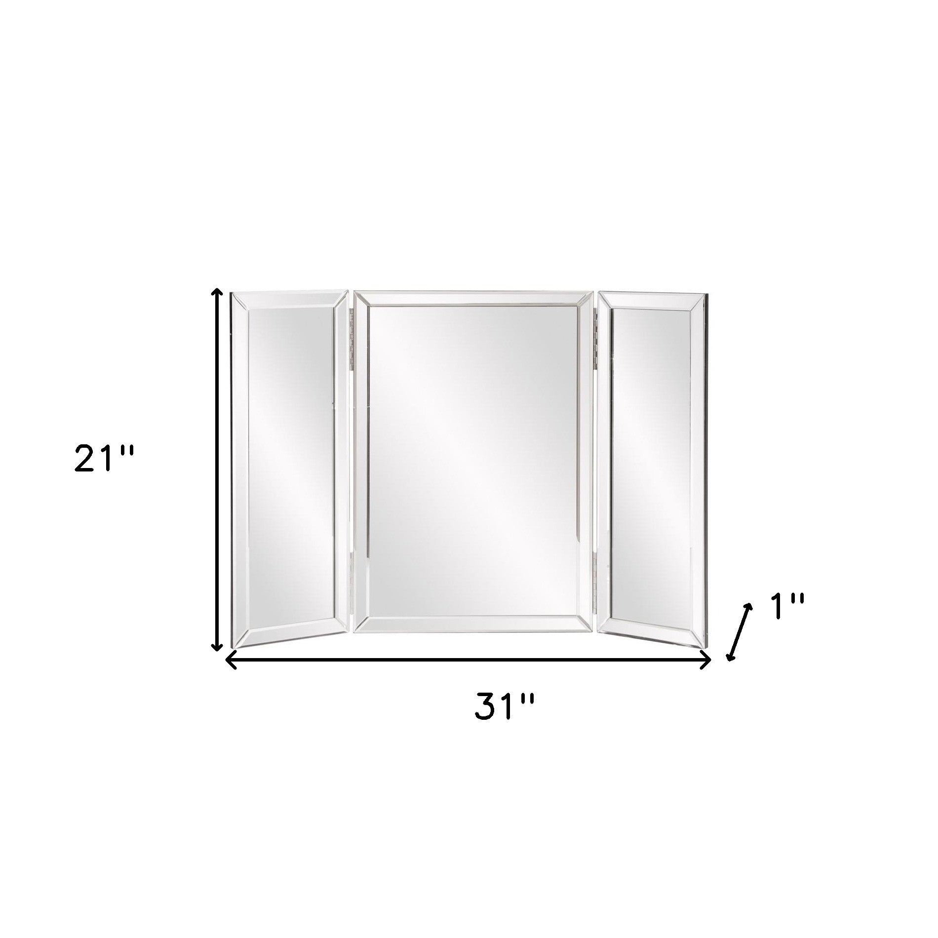Three Part Hinged Vanity Tabletop Mirror