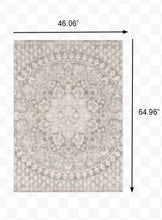7' Ivory Grey Distressed Oversize Medallion Indoor Runner Rug