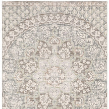 7' Ivory Grey Distressed Oversize Medallion Indoor Runner Rug