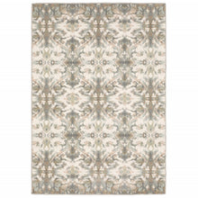 7' Ivory Gray Abstract Ikat Indoor Runner Rug