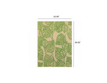 8' Sand And Lime Green Leaves Indoor Outdoor Runner Rug