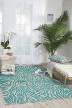 3' X 4' Aqua Abstract Indoor Outdoor Area Rug