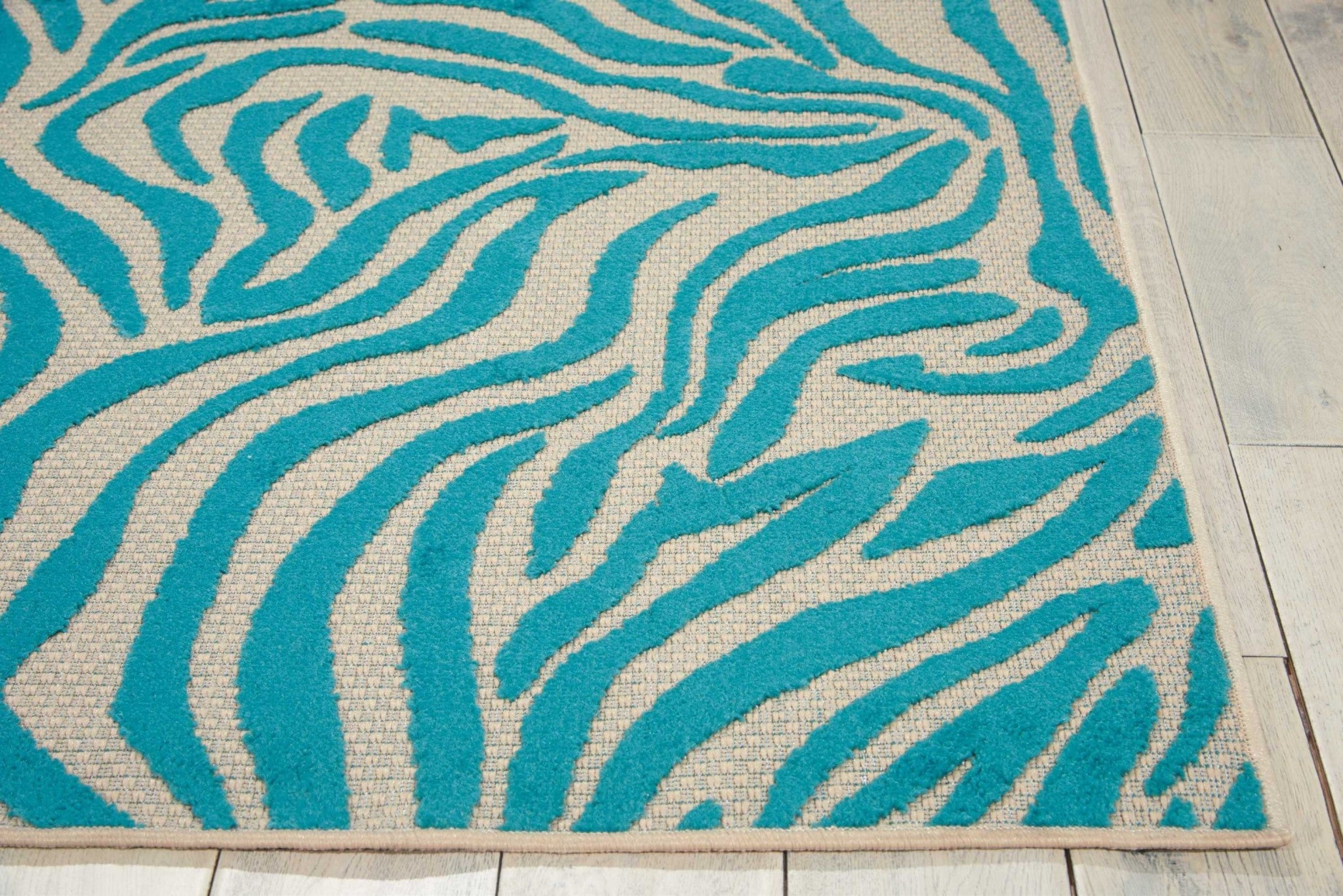 3' X 4' Aqua Abstract Indoor Outdoor Area Rug