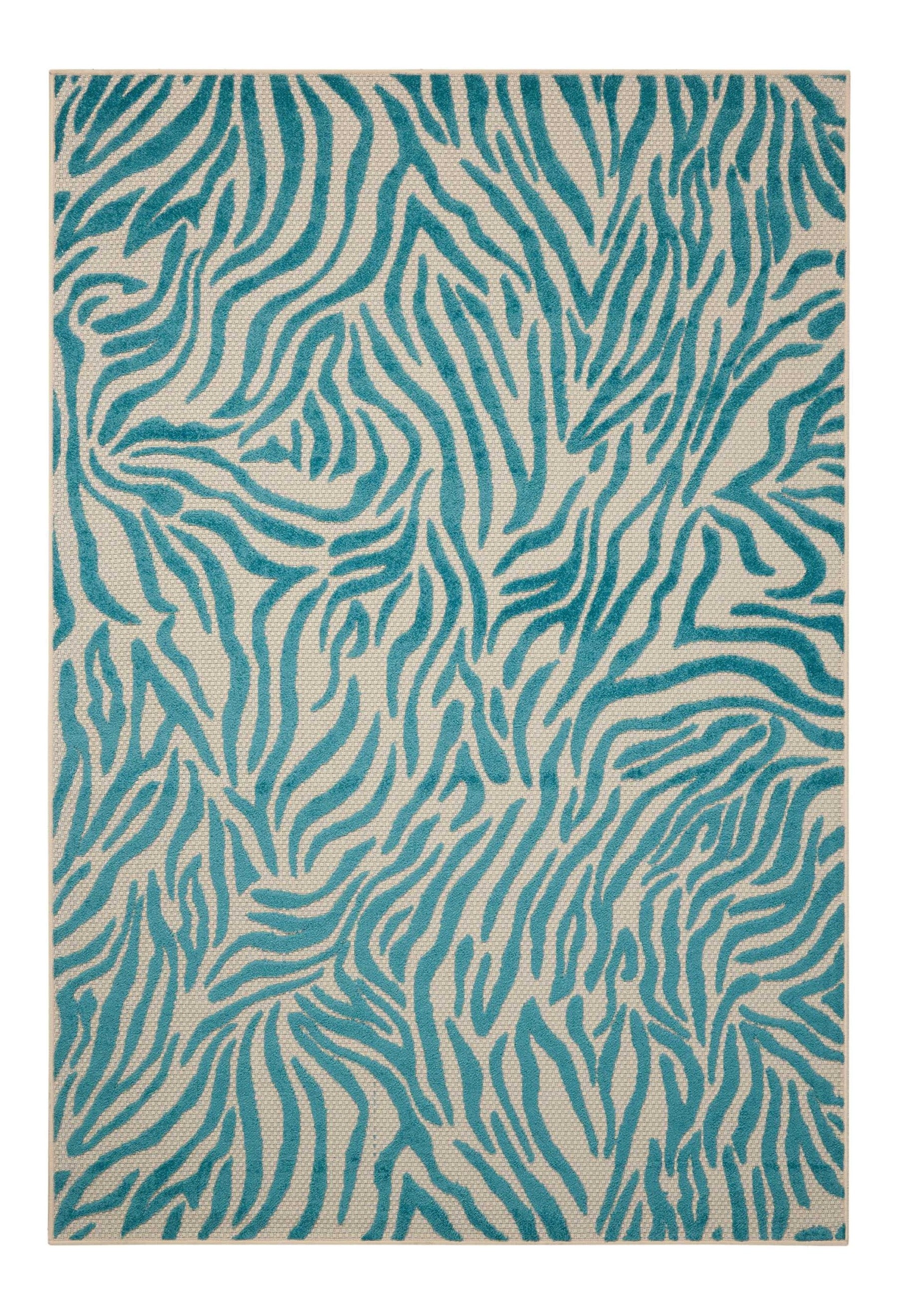 3' X 4' Aqua Abstract Indoor Outdoor Area Rug