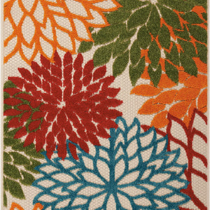 3' X 4' Green And Ivory Floral Indoor Outdoor Area Rug