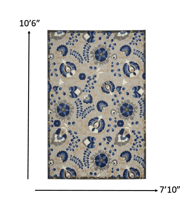 2’ x 12’ Natural and Blue Indoor Outdoor Runner Rug