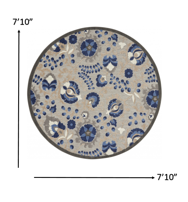 2’ x 12’ Natural and Blue Indoor Outdoor Runner Rug