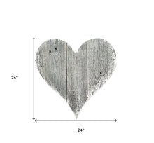Corazón de madera grande de lavado blanco rústico de 24