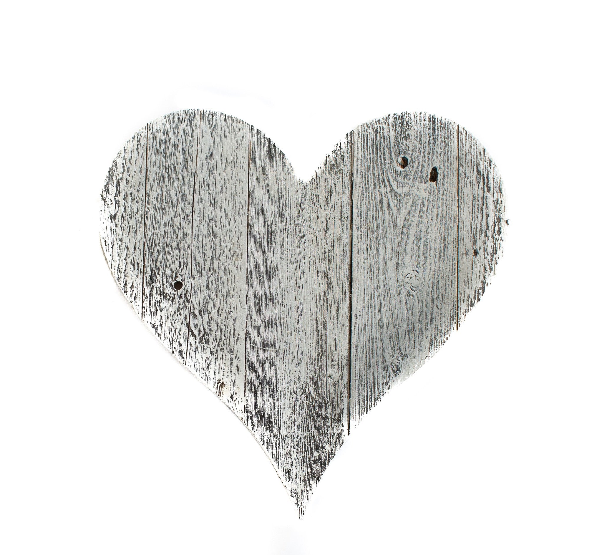 Corazón de madera grande de lavado blanco rústico de 24"