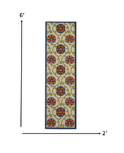 2’ x 12’ Blue Vines Indoor Outdoor Runner Rugg