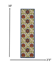 2’ x 12’ Blue Vines Indoor Outdoor Runner Rugg