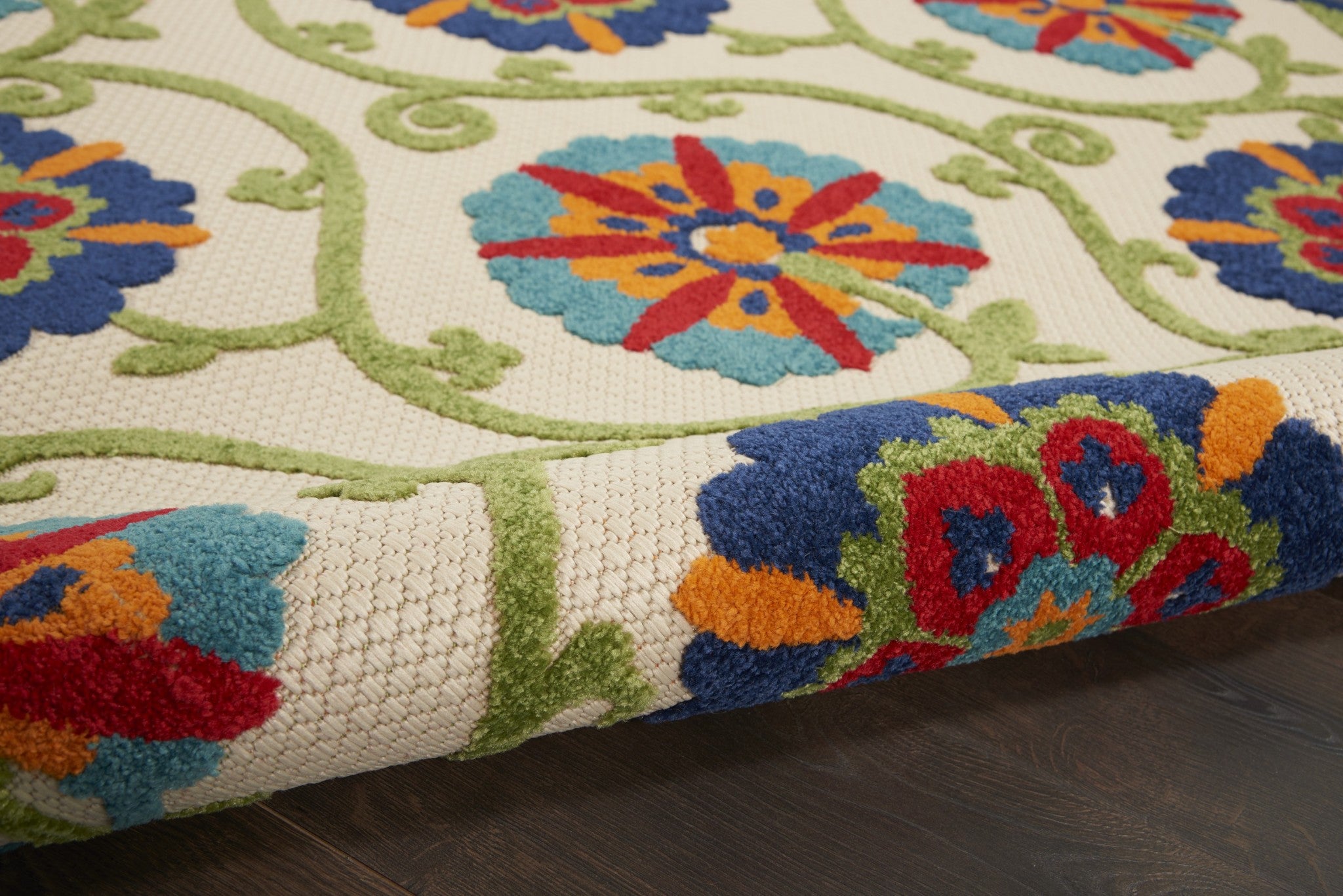 2’ x 12’ Blue Vines Indoor Outdoor Runner Rugg