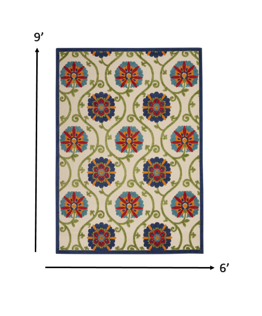 2’ x 12’ Blue Vines Indoor Outdoor Runner Rugg