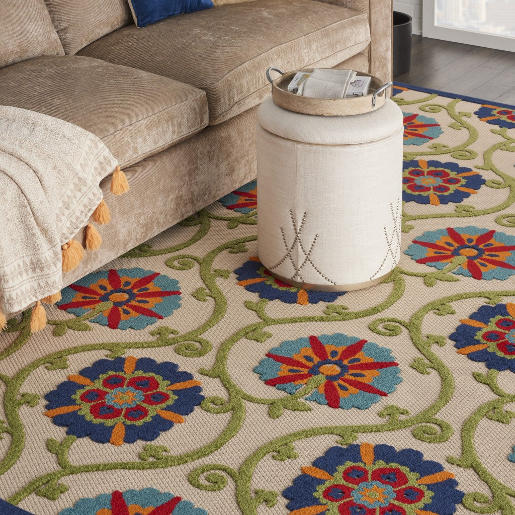 2’ x 12’ Blue Vines Indoor Outdoor Runner Rugg