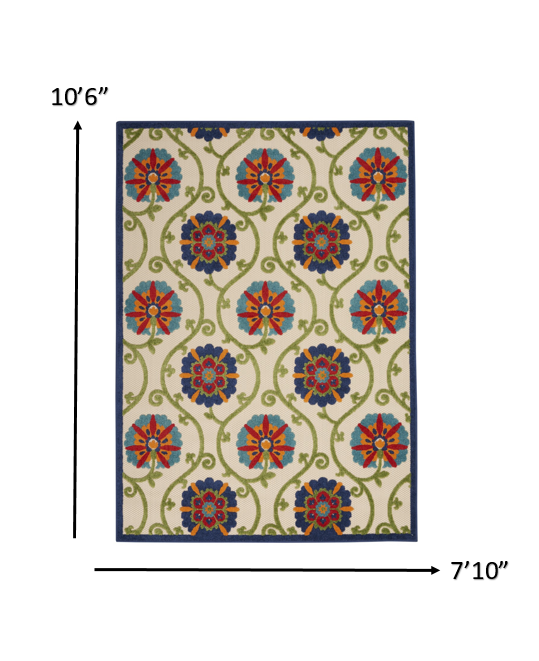 2’ x 12’ Blue Vines Indoor Outdoor Runner Rugg