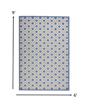 4' X 6' Blue And Gray Geometric Indoor Outdoor Area Rug