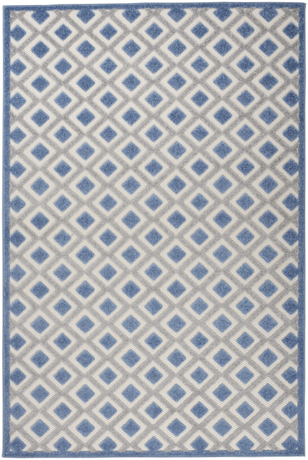 4' X 6' Blue And Gray Geometric Indoor Outdoor Area Rug