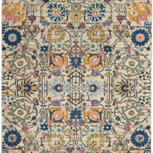 4’ X 6’ Ivory And Multicolor Floral Buds Area Rug